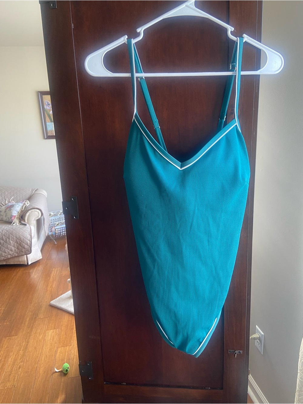 wild fable Teal One-Piece Swimsuit with White Trim